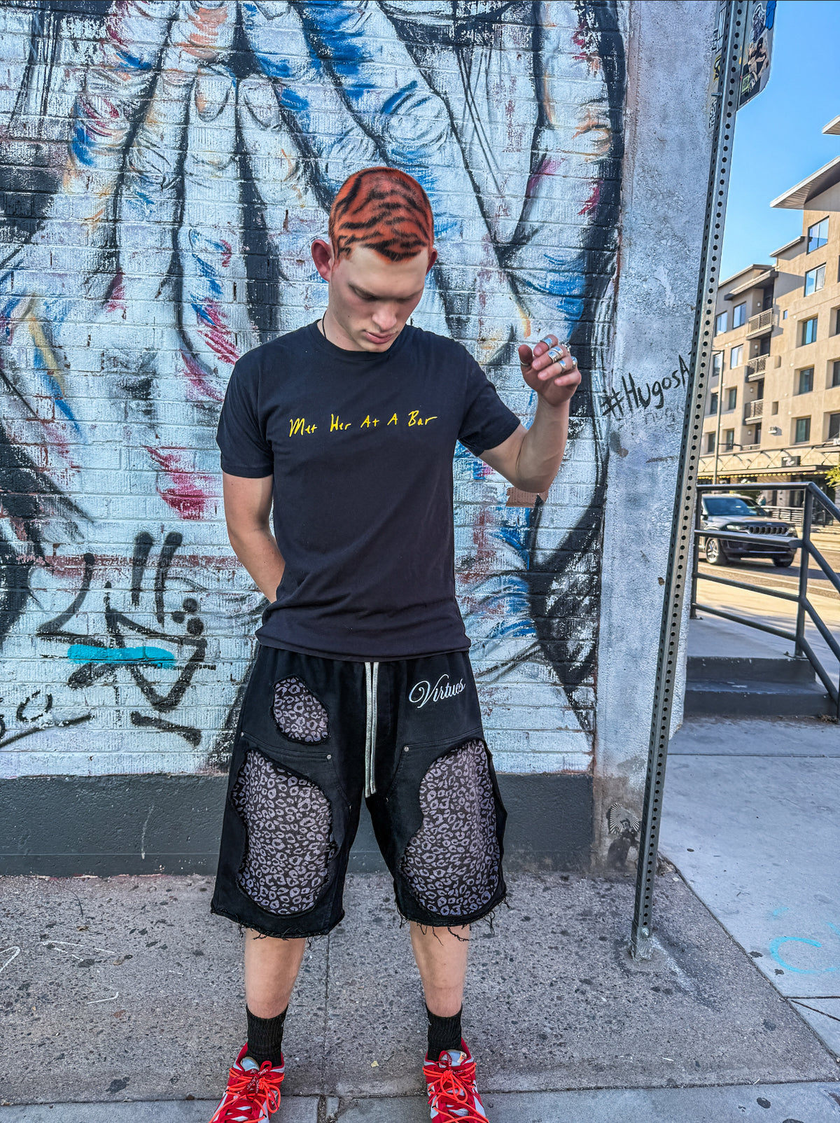leopard print sweat shorts